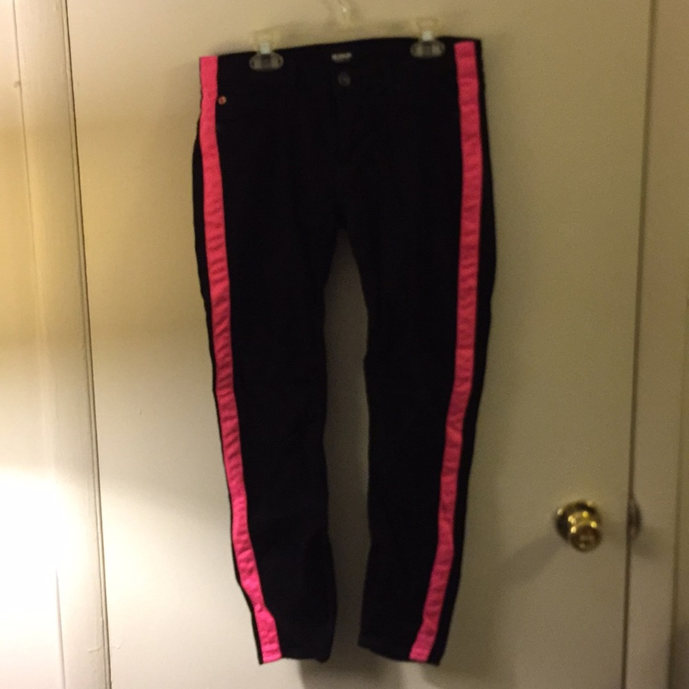 Hudson LouLou black and pink tuxedo jeans